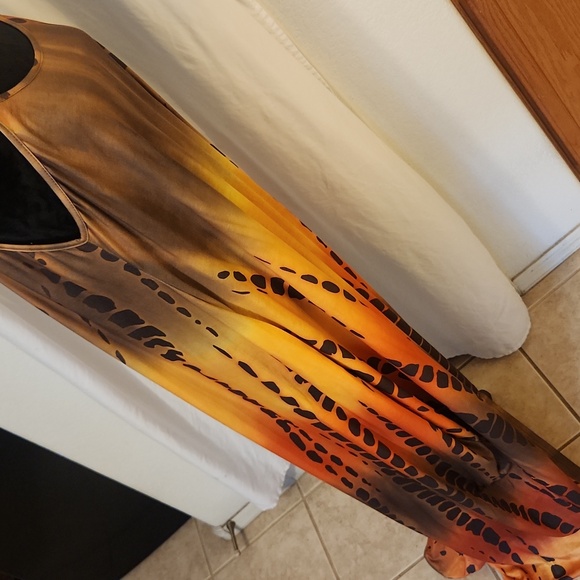 Elegant Ombre Tie Dye Maxi Dress With Pockets, L - Picture 13 of 15